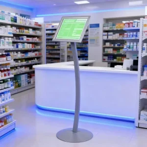 Floor Sign Stand with Curved Pole and Adjustable Panel