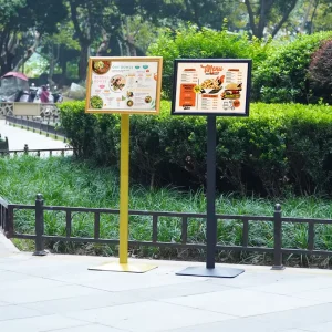 Floor-Standing Aluminum Alloy Steel Square Poster Stand 1.2M Height Anti-Wind Outdoor/Indoor Sign Holder