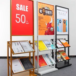 Floor Standing Display Rack Newspaper Magazine Brochure Holder