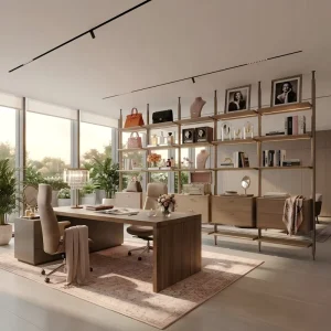 Floor-Standing Floating Bookshelf Display Shelf with Jewelry, Handbag and Perfume Storage