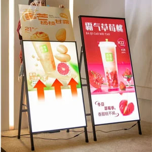 Floor-Standing Foldable LED Poster Display with Stainless Steel Frame