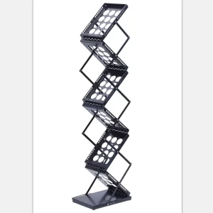Floor-Standing Metal Brochure Holder Literature Rack Black Steel Pull-Up Stand A4 Magazine