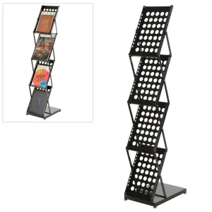 Floor Standing Metal Pocket Brochure and Literature Holder, Foldable Display Rack