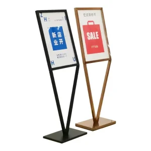 Floor-Standing Metal V-Shaped Poster Stand Sign Holder