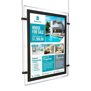 Floor-Standing Poster Holder for Indoor Use with Magnetic Box Acrylic PVC Transparent Frame