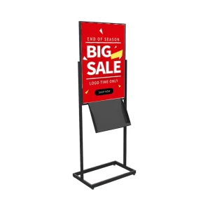 Floor Standing Poster Sign Stand with Magazine Brochure Display Holder