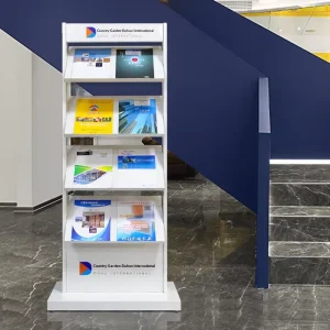 Floor-Standing Vertical Contract Display Rack for Brochures Newspapers Home Floor Plans and Magazines