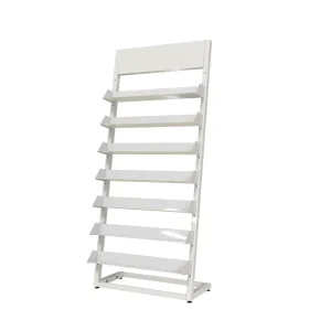Floor-Standing Wheeled Iron Magazine and Newspaper Rack for Brochures and Documents