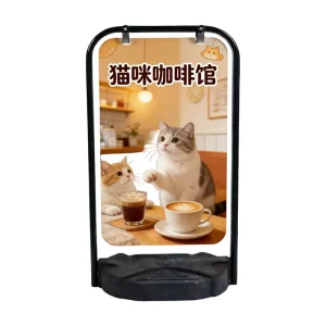 Floor-standing Poster Stand with Suspended Aluminum Board 93cm Height for Indoor Outdoor Advertising