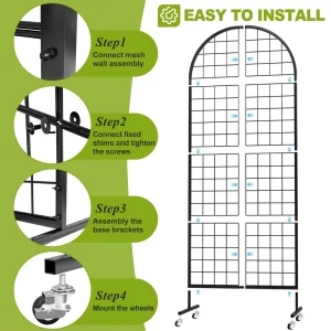 Floorstanding Gridwall Wall Panels Movable Retail Display Racks Floorstanding Gridwall with Wheel for Art Craft