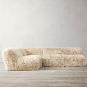 Fluffy Faux Fur L-Shape Modular Sectional Sofa for Homes, Hotels, and Offices