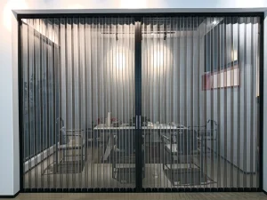 Fluorocarbon Gray Aluminum Alloy Folding Screen Door with Hexagonal-Hole Mesh for Mosquito Insect and Pet Protection