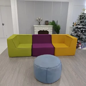 Foam Modular Sofa Bed with Solid Color Upholstery