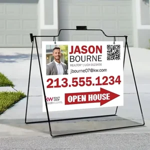Foldable A-Frame Directional Sign Stand with Custom-Printed Waterproof Corflute Board Insert