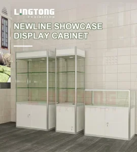 Foldable Aluminium Tempered Glass Display Cabinet with Locks