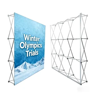 Foldable Aluminum Banner Display Stand with Pop-Up Frame for Trade Shows and Events