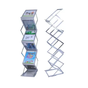 Foldable Aluminum Magazine Rack and Brochure Stand with Carrying Bag for Trade Shows Offices Retail Stores HB-P10