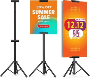 Foldable Double-Sided Tripod Poster Board and Banner Stand Height-Adjustable Sign Holder