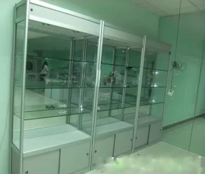 Foldable Glass Display Cabinet with LED Light, Customizable Size, Freestanding, Toy and Watch Storage