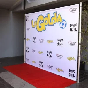 Foldable Lightweight Portable Tension Fabric Backdrop Stand Step-and-Repeat Display Aluminum Frame Windproof