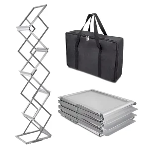 Foldable Literature Catalog Magazine and Brochure Display Rack with Portable Oxford Bag