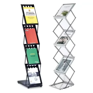 Foldable Literature Catalog and Magazine Brochure Display Rack with Portable Oxford Bag
