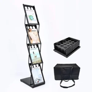 Foldable Magazine Brochure Catalog Rack with Carrying Bag