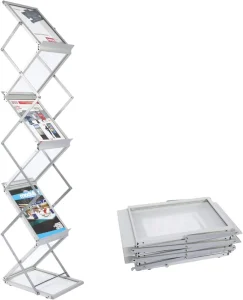 Foldable Magazine Rack Brochure Stand Catalog Literature Rack with Carrying Bag for Trade Show Exhibitions Office Retail Store