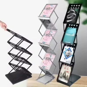 Foldable Magazine Rack Brochure Stand Catalog Literature Rack with Carrying Bag for Trade Show Exhibitions Office Retail Store