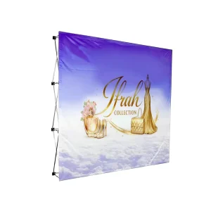 Foldable Pop-Up Backdrop Stand with Aluminum Rack and Knitted Polyester Graphic