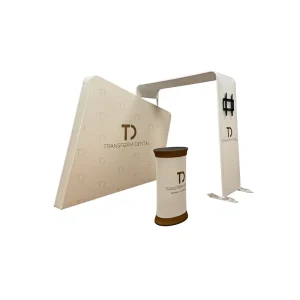 Foldable Pop-Up Backdrop Stand with Dye Sublimation Fabric Banner for Trade Shows and Conferences