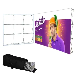 Foldable Portable Exhibition Floor Trade Show Advertising Custom Printing Aluminum Fabric Pop Display Backdrop Stand
