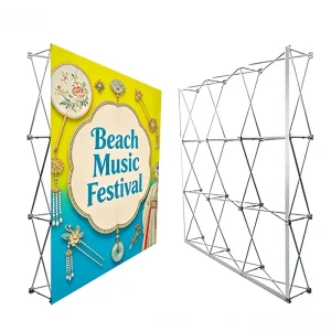 Foldable Rotating Aluminum Banner Stand Booth Backdrop Wall Advertising Fabric Displays Water Resistant Light Weight Portable