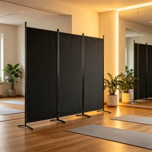 Folding 3 Panel Room Partition Screen 255cm Wide Weather Resistant Waterproof Polyester Fabric Office Divider for Global Buyers