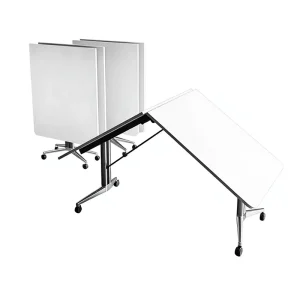 Folding Bamboo Conference Training Table with Wheels, Telescopic Splicing Design