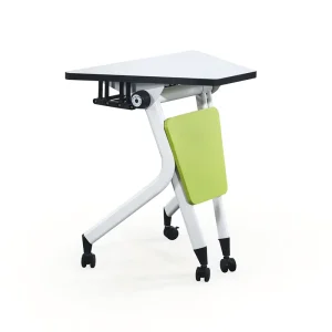 Folding Conference Table Sector Shape Mobile Training Table Rolling Meeting Table with Wheels and Baffle