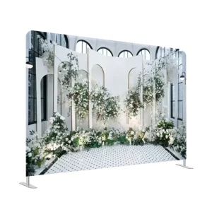 Folding Magnetic Pop-Up Banner Stand with 8FT Tension Backdrop