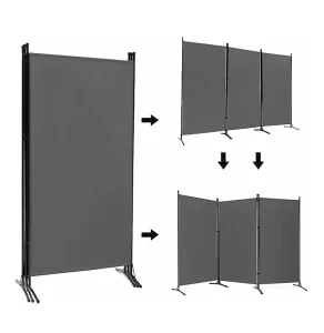 Folding Partition Privacy Screen Freestanding Black Room Divider