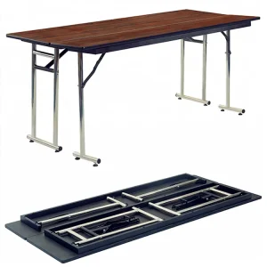 Folding Rectangular Table with Foldable Tabletop for Meetings