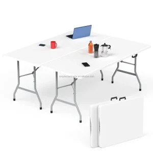 Folding Table Outdoor Heavy Duty Tabletop Rectangle Folding Tables Portable Carrying Handle