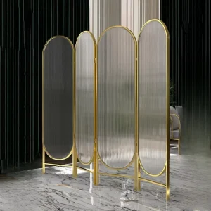 Folding and Movable Room Dividers Metal Panel Partitions Glass Screen