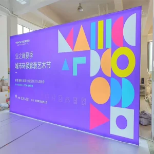 Four Sided Vertical Design LED Rotating Hanging Rectangle Light Box Poster Display Advertising Stand Exhibitions