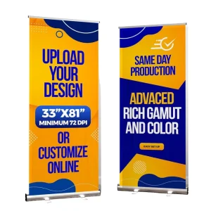 Free Design Trade Show Display Single Screen 33″X81″ Custom Printed Retractable Roll Up Banner