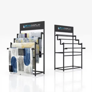 Freestanding Adjustable-Height Hanging Blanket and Carpet Rug Display Stand, Customizable Colors
