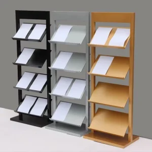 Freestanding Brochure and Contract Display Rack for Property Sales Lobby