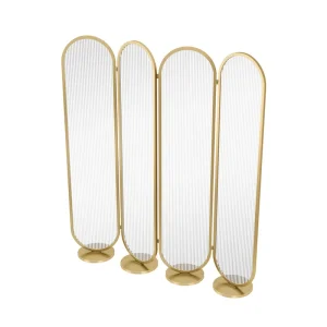 Freestanding Metal Room Divider with Tempered Glass for Hotel Restaurant