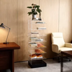 Freestanding Multi Tier Acrylic Display Rack for Brochure Book Magazine Retail Store Exhibition Stand PMMA Storage Shelf