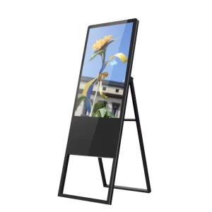 Full Color Movable Digital Poster Display with Time Control, Indoor LCD Floor Stand, Foldable