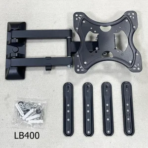 Full Motion TV Wall Mount 180 Degree Swivel plus or minus 15 Degree Tilt 26-55 Inch 30kg VESA 400x400mm Cold-Rolled Steel Arm