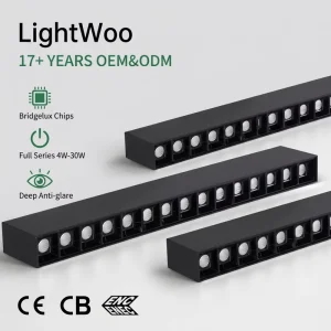 Full Spectrum LED Strip Spotlight Anti-Glare Rectangular Grille Light for Ceiling-Mounted Installation in Living and Dining Rooms